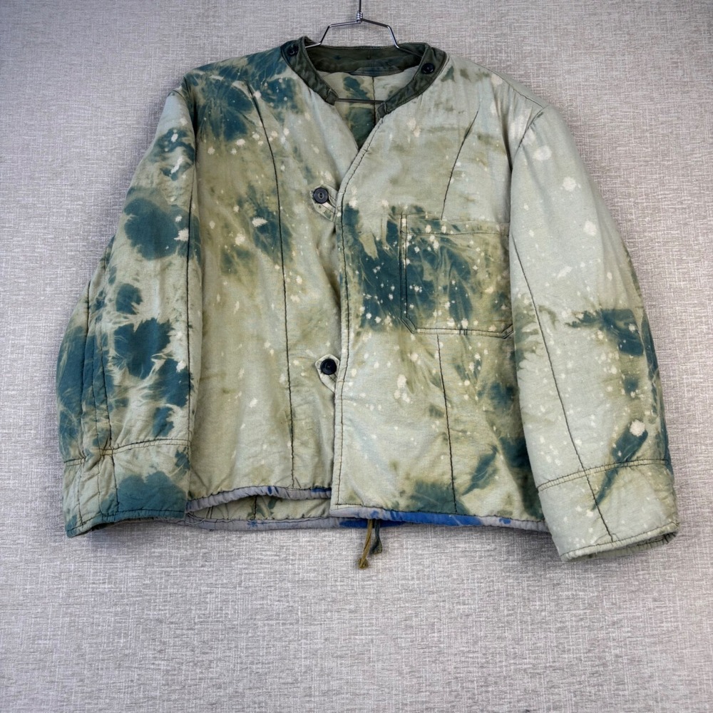 Vintage Upcycled Men's Lrg. Tie Dye Bleach Splatter Italian Military Jacket